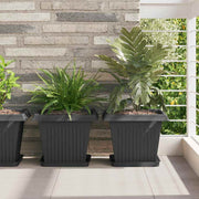 Firkantet Blomsterkrukke 24 pcs Sort 33 x 33 x 26 cm Plastik