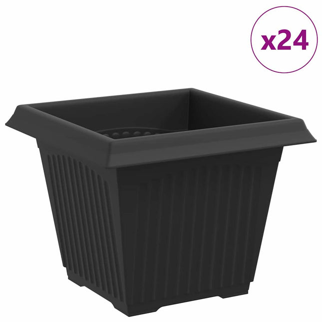 Firkantet Blomsterkrukke 24 pcs Sort 33 x 33 x 26 cm Plastik