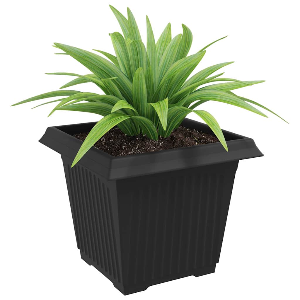 Firkantet Blomsterkrukke 24 pcs Sort 33 x 33 x 26 cm Plastik