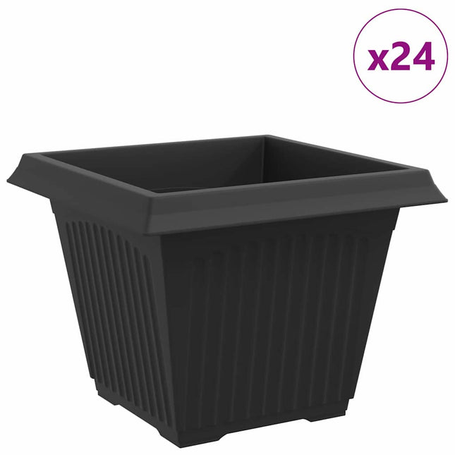 Firkantet Blomsterkrukke 24 pcs Sort 43 x 43 x 33,5 cm Plastik