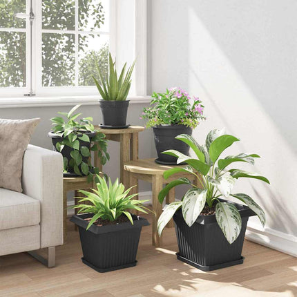 Firkantet Blomsterbakke 6 pcs Sort 21 x 21 x 2 cm Plastik