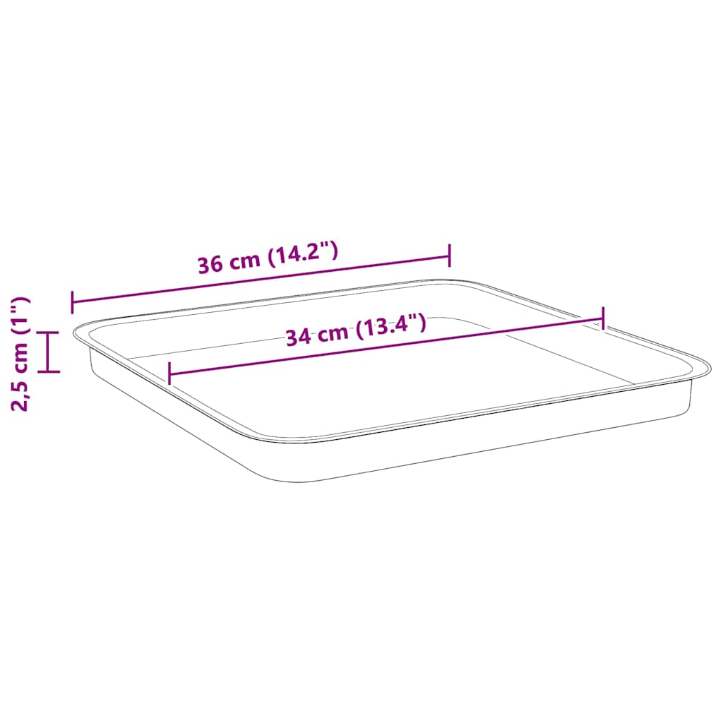 Firkantet Blomsterbakke 6 pcs Sort 36 x 36 x 2.5 cm Plastik