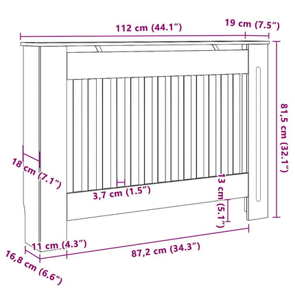 Radiatorcover 2 pcs Sort 112 x 19 x 81,5 cm Konstrueret træ