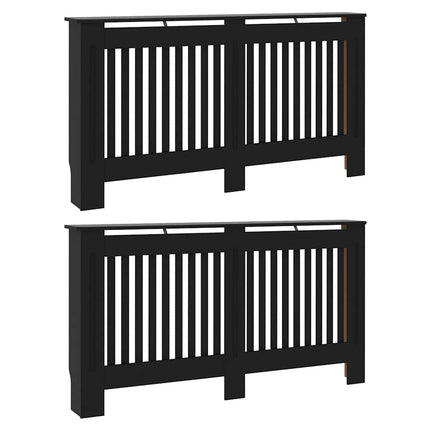 Radiatorcover 2 pcs Sort 152 x 19 x 81,5 cm Konstrueret træ