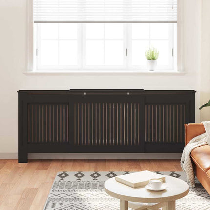 Radiatorcover 2 stk. Sort 205 x 20,5 x 81,5cm Konstrueret træ