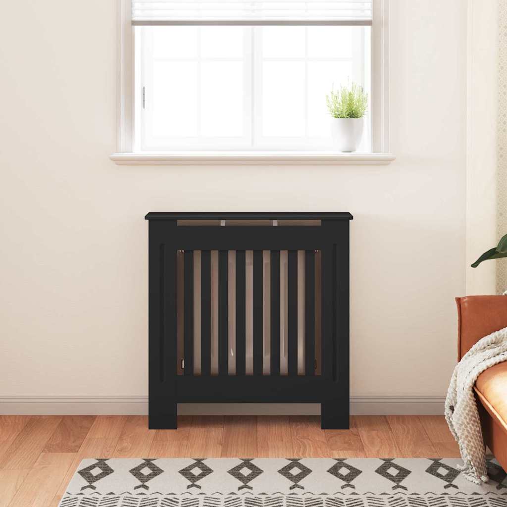 Radiatorcover Sort 78 x 19 x 81,5cm Konstrueret træ