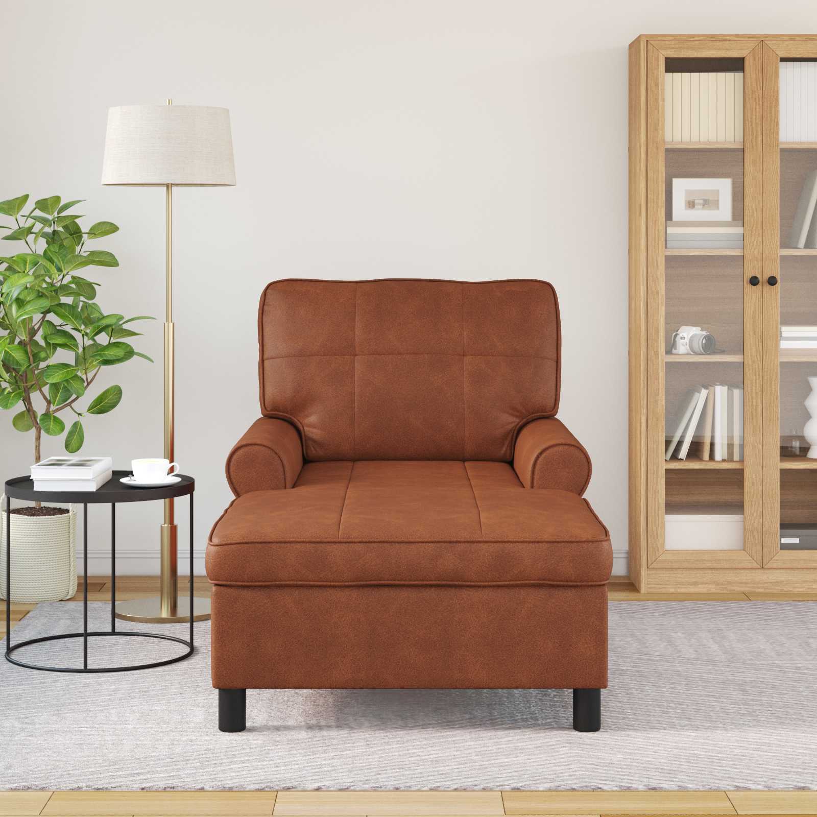Chaise Lounge med pude Brun 91 x 157 x 91 cm Faux læder