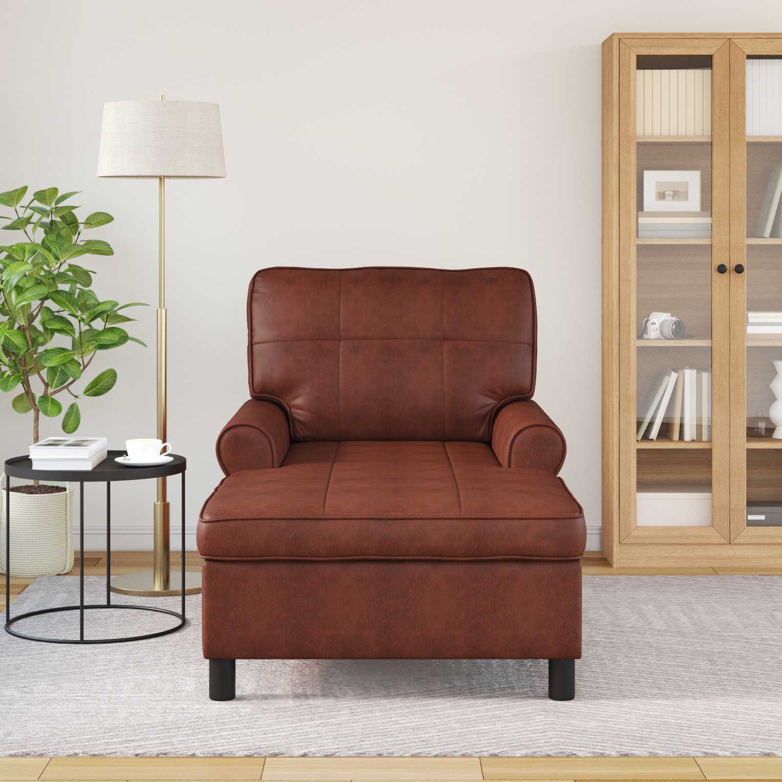 Chaise Lounge Skinnende Brun 91 x 157 x 91 cm Faux læder