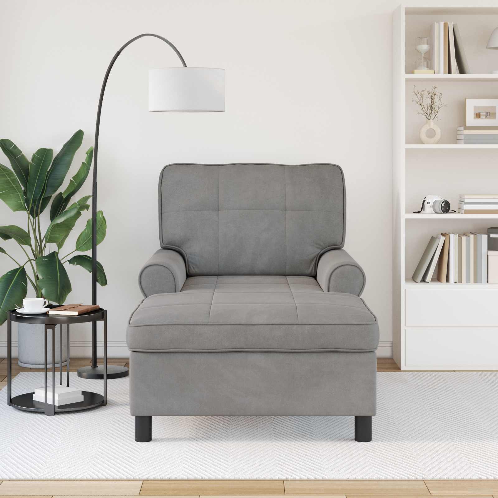 Chaise Lounge med pude Lysegrå 91 x 157 x 91 cm Fløjl