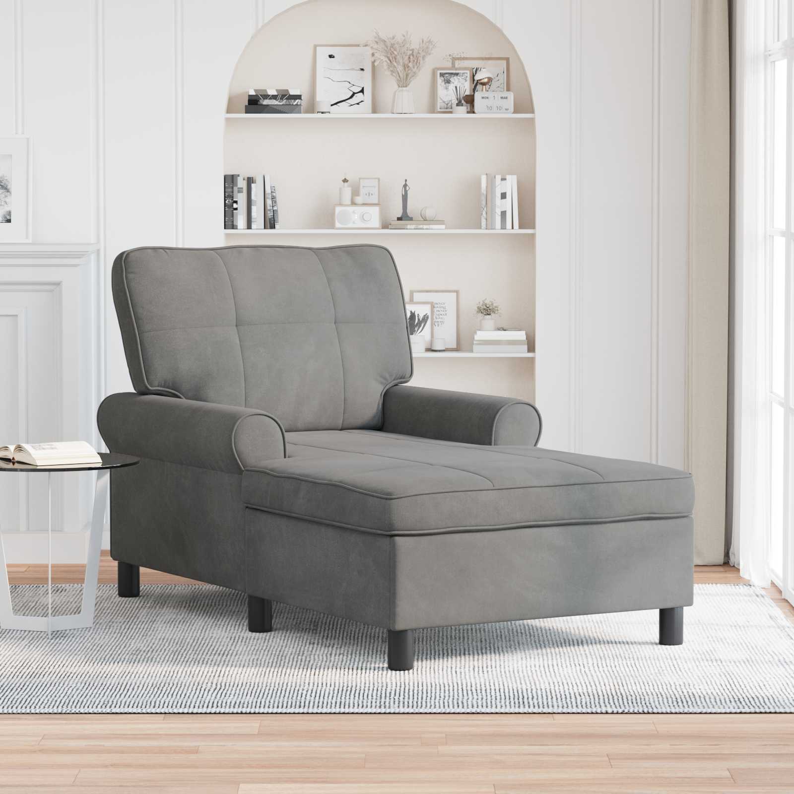 Chaise Lounge med pude Mørkegrå 91 x 157 x 91 cm Fløjl