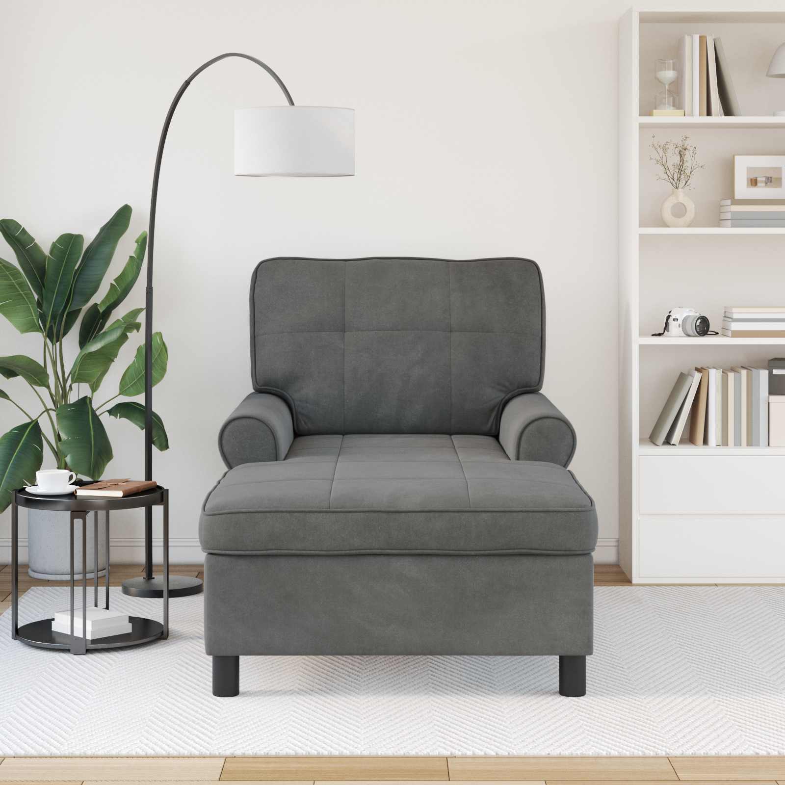 Chaise Lounge med pude Mørkegrå 91 x 157 x 91 cm Fløjl