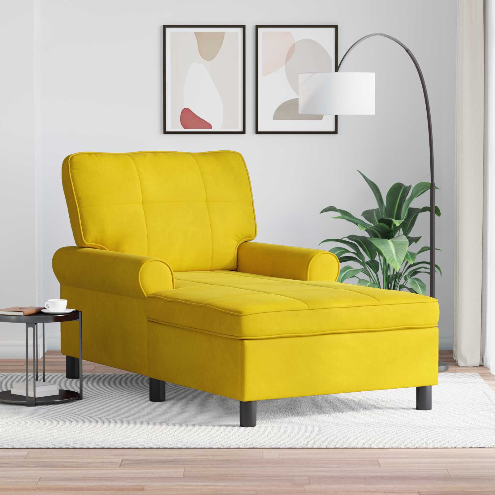 Chaise lounge i fløjl - gul 91 × 157 × 91 cm med pude