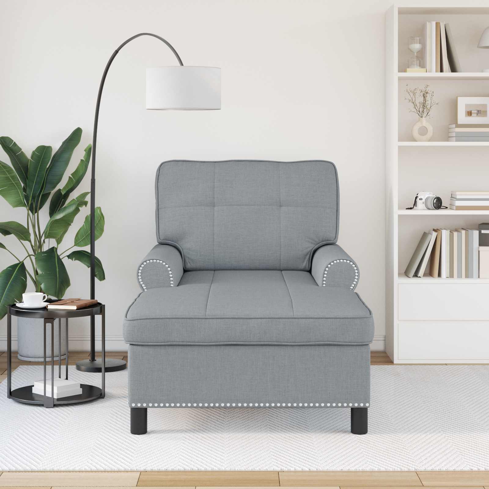 Chaise Lounge med pude Lysegrå 91 x 157 x 91 cm Stof
