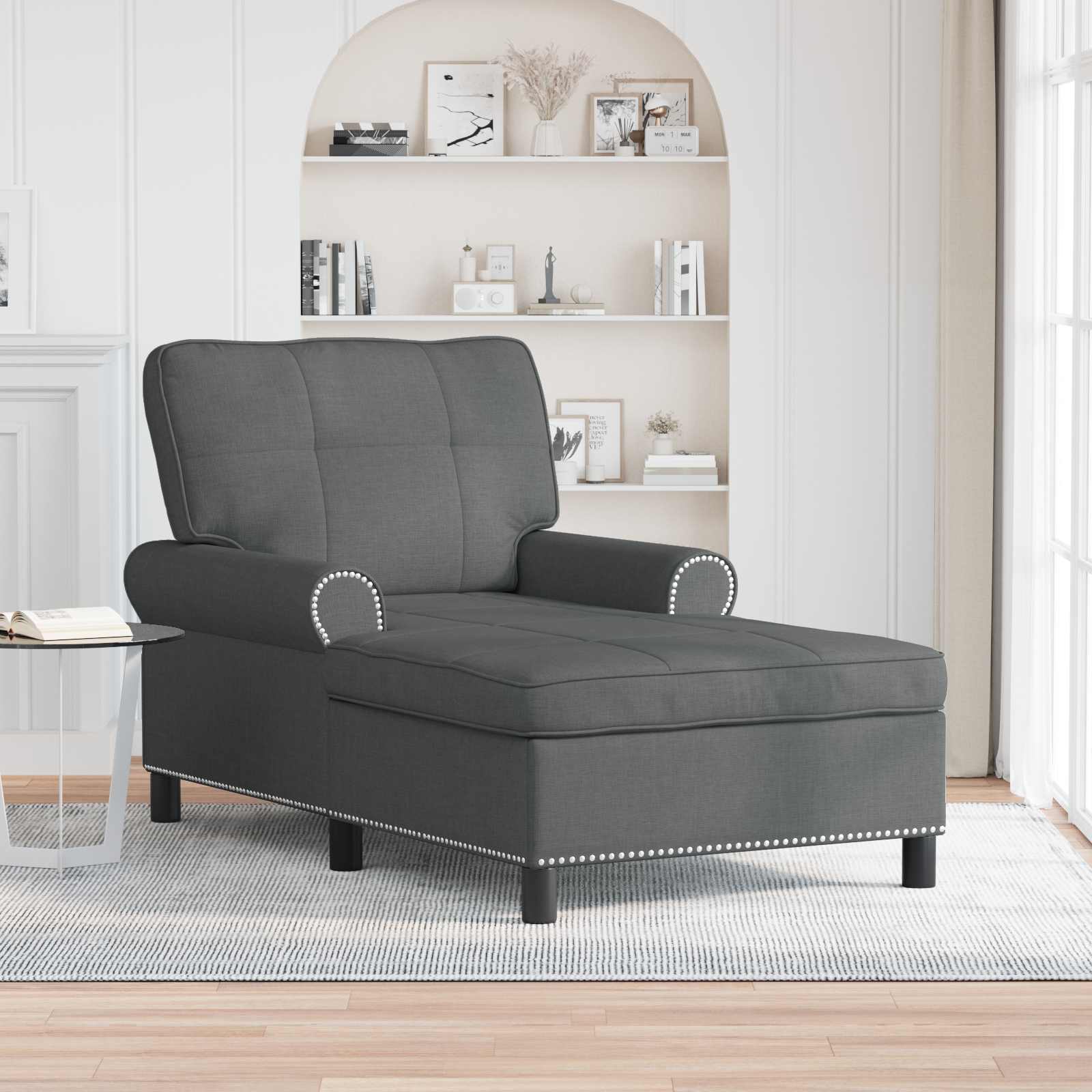 Chaise Lounge med pude Mørkegrå 91 x 157 x 91 cm Stof
