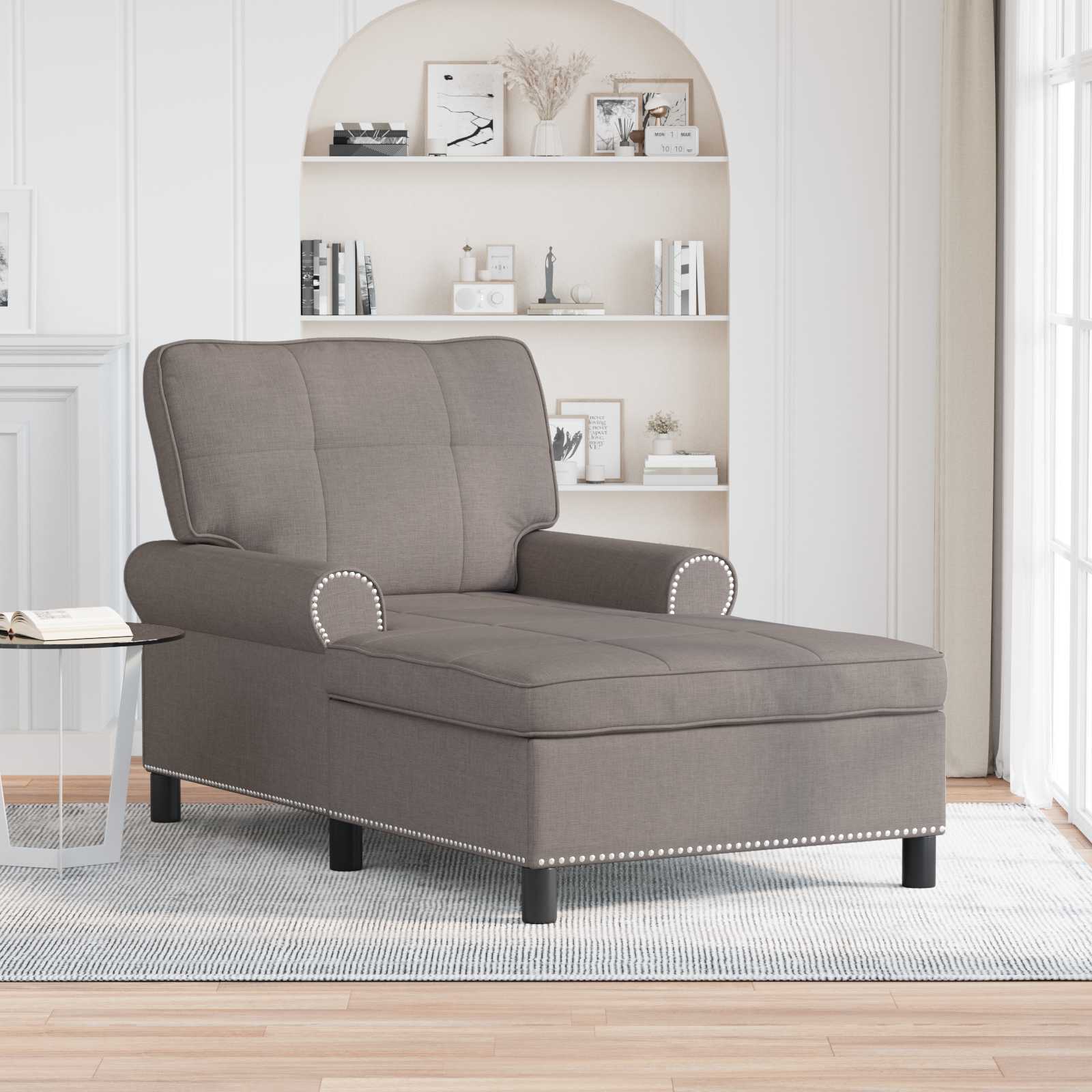Chaise Lounge med pude Gråbrun 91 x 157 x 91 cm Stof