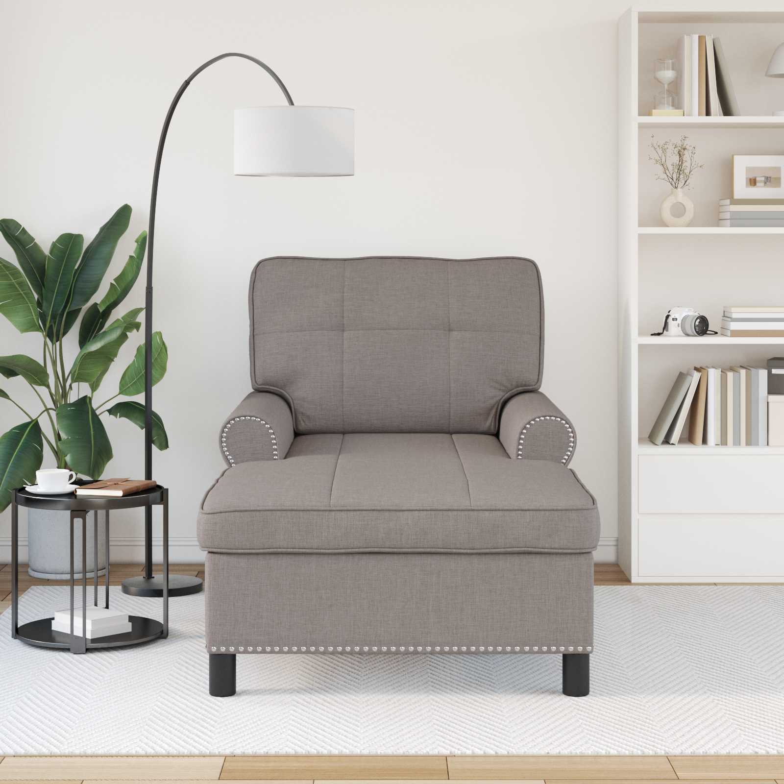 Chaise Lounge med pude Gråbrun 91 x 157 x 91 cm Stof