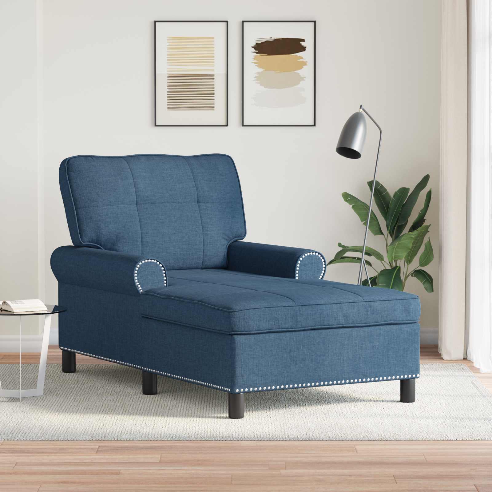 Chaise Lounge med pude Blå 91 x 157 x 91 cm Stof