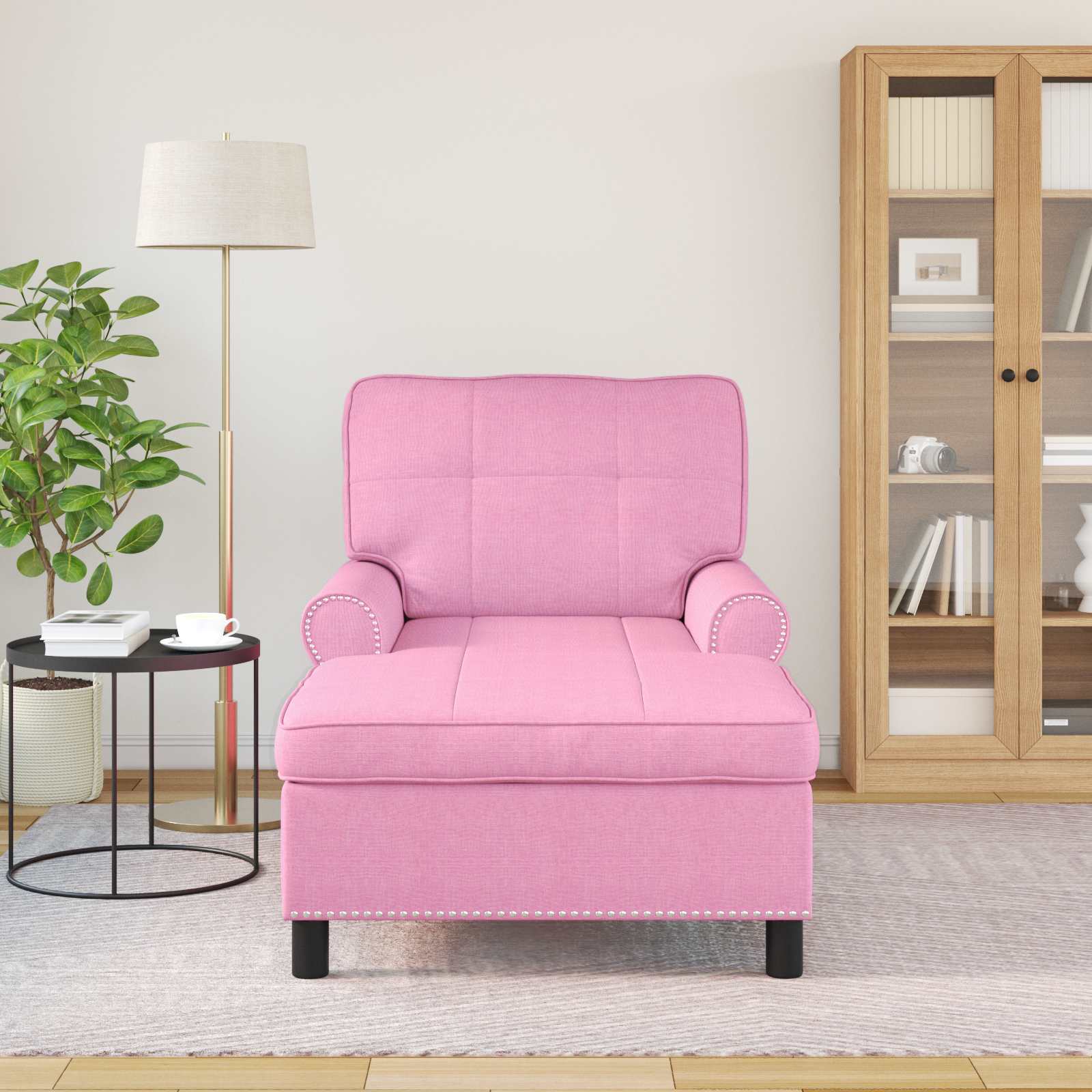 Chaise Lounge med pude Lyserød 91 x 157 x 91 cm Stof