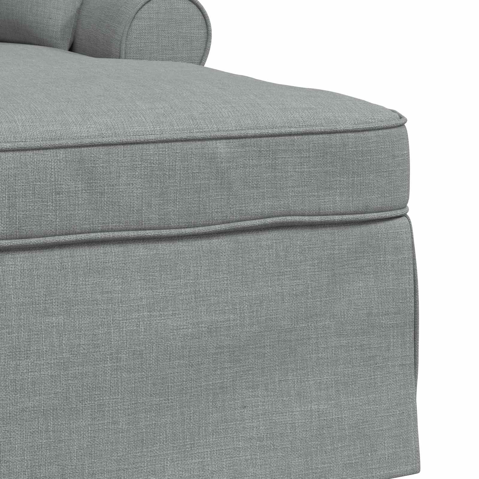 Chaise lounge med volant med pude med pude 3 pcs Lysegrå Stof