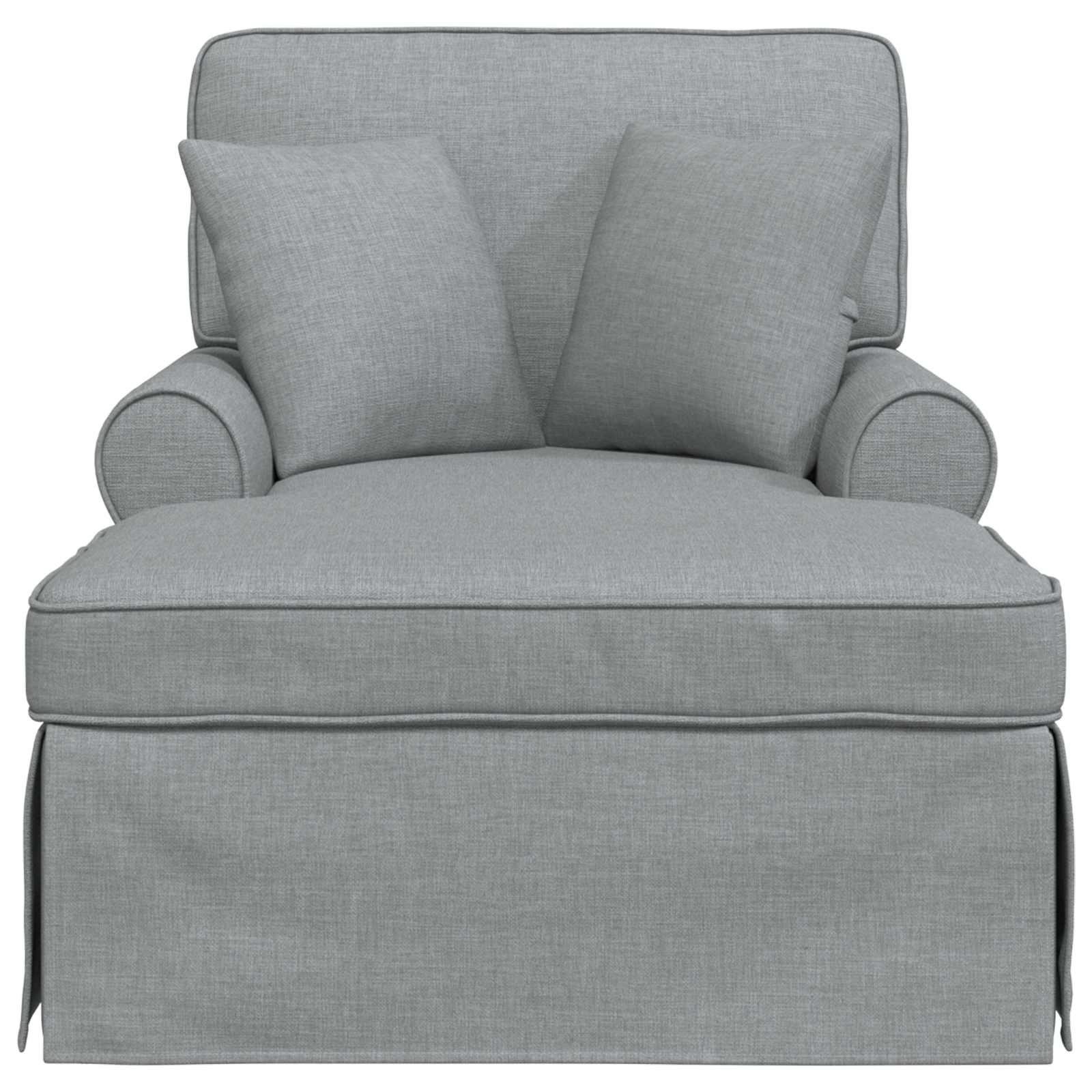 Chaise lounge med volant med pude med pude 3 pcs Lysegrå Stof