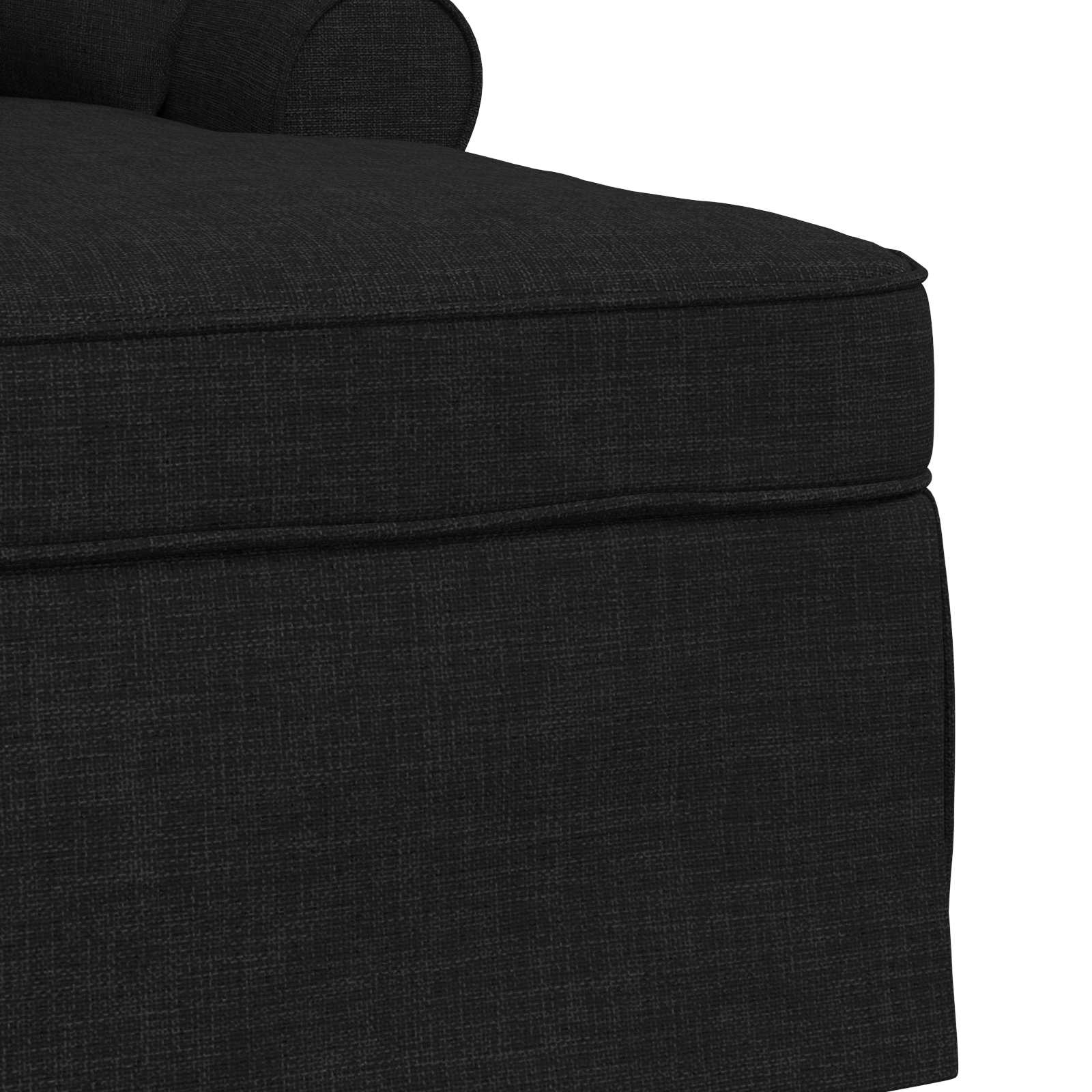 Chaise lounge med volant med pude med pude 3 pcs Sort Stof