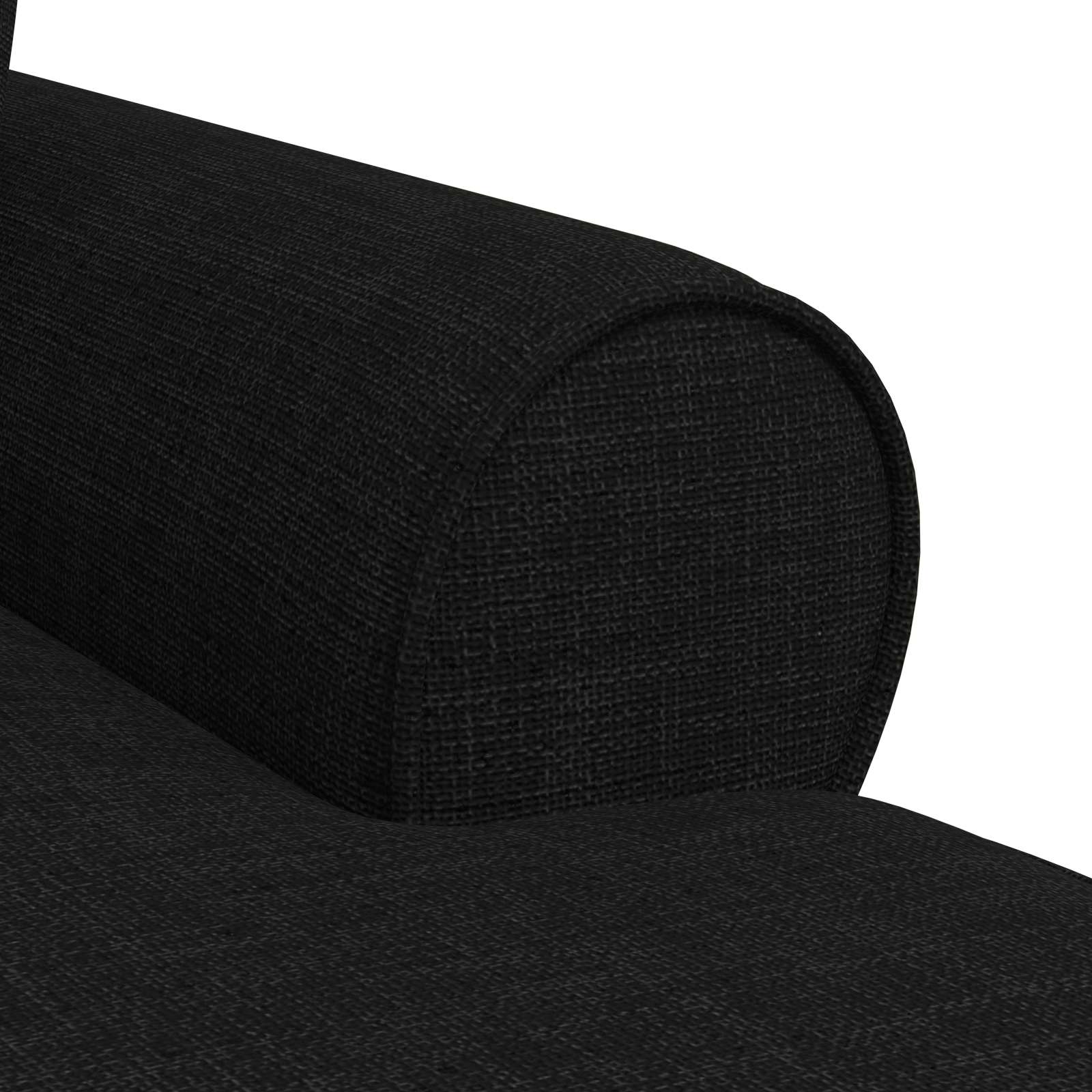 Chaise lounge med volant med pude med pude 3 pcs Sort Stof