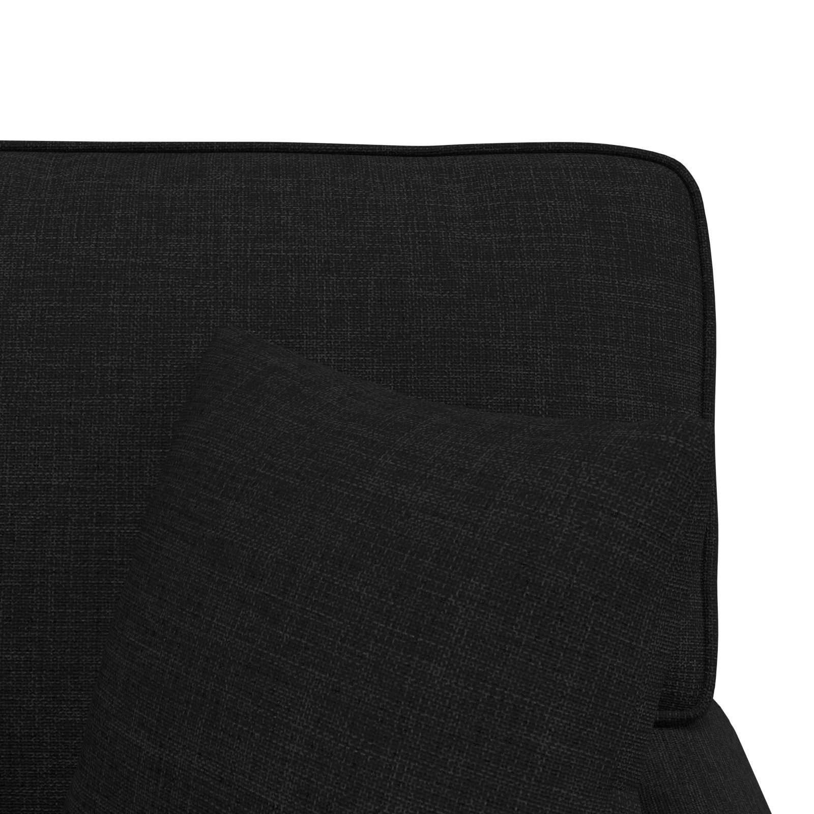 Chaise lounge med volant med pude med pude 3 pcs Sort Stof