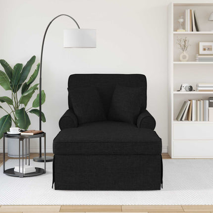 Chaise lounge med volant 3 stk. Sort Stof 91 x 157 x 91 cm