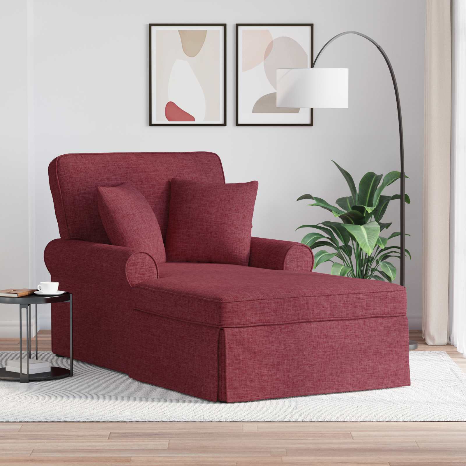 Chaise lounge med volant med pude med pude 3 pcs Vinrød Stof