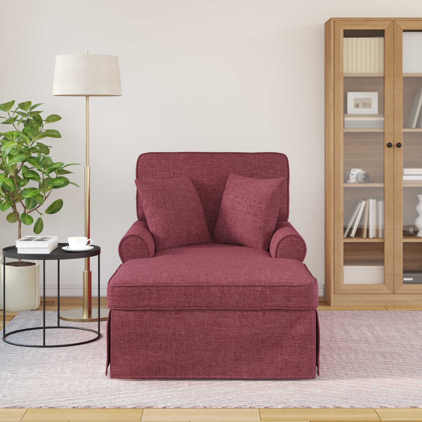 Chaise lounge med volant med pude med pude 3 pcs Vinrød Stof