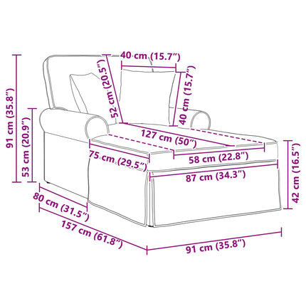 Chaise lounge med volant 3 stk. Mørkegrøn Stof 91 x 157 x 91 cm