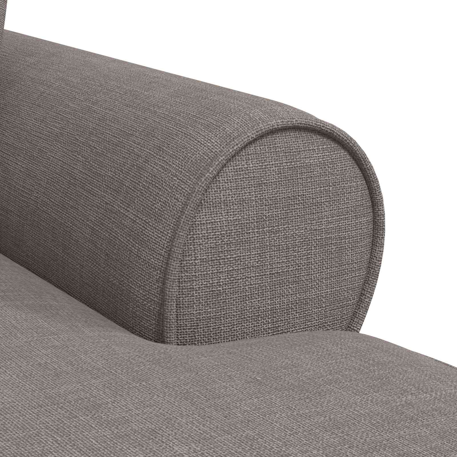 Chaise lounge med volant med pude med pude 3 pcs Gråbrun Stof