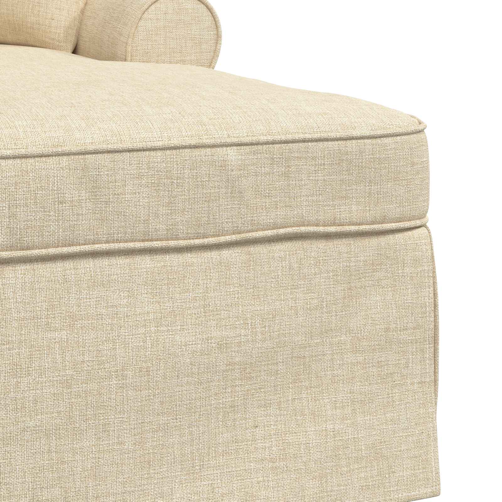 Chaise lounge med volant med pude med pude 3 pcs Creme Stof