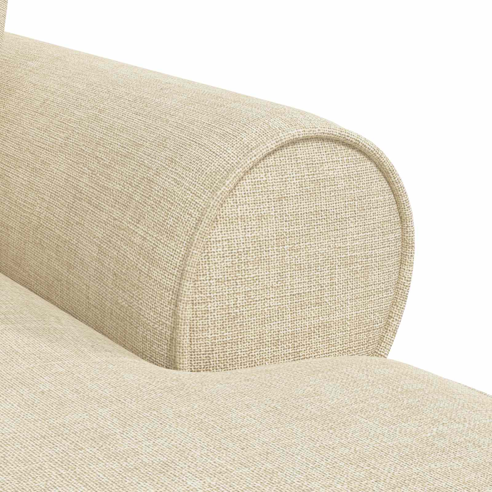 Chaise lounge med volant med pude med pude 3 pcs Creme Stof