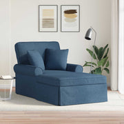 Chaise lounge med volant med pude med pude 3 pcs Blå Stof