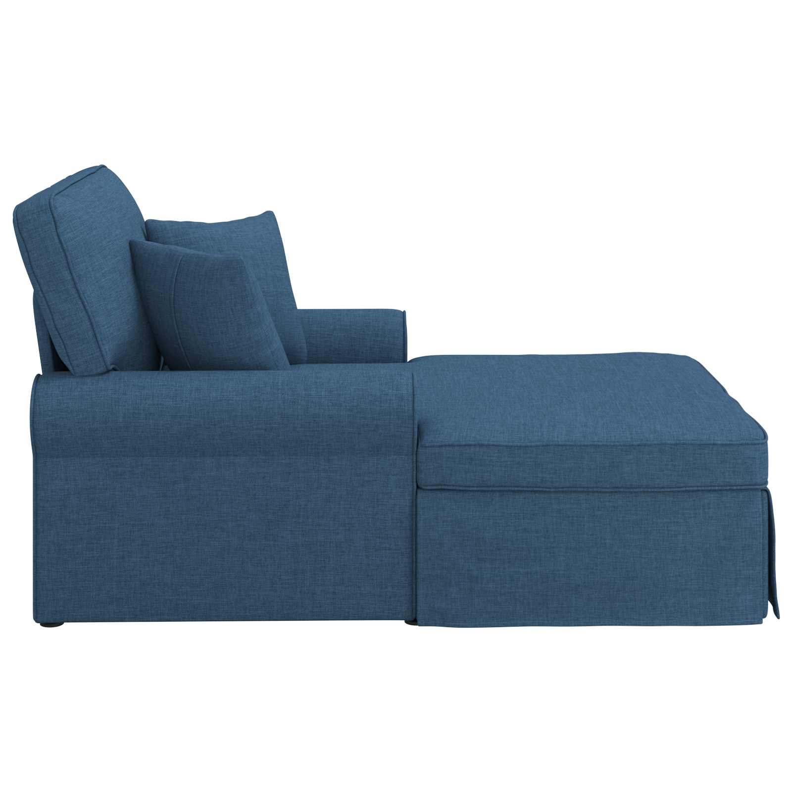Chaise lounge med volant med pude med pude 3 pcs Blå Stof