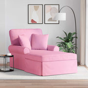 Chaise lounge med volant med pude med pude 3 pcs Lyserød Stof
