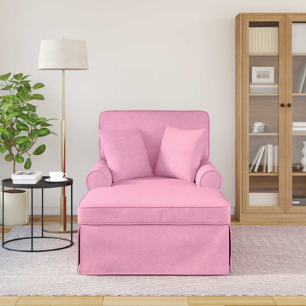 Chaise lounge med volant 3 stk. Lyserød Stof 91 x 157 x 91 cm