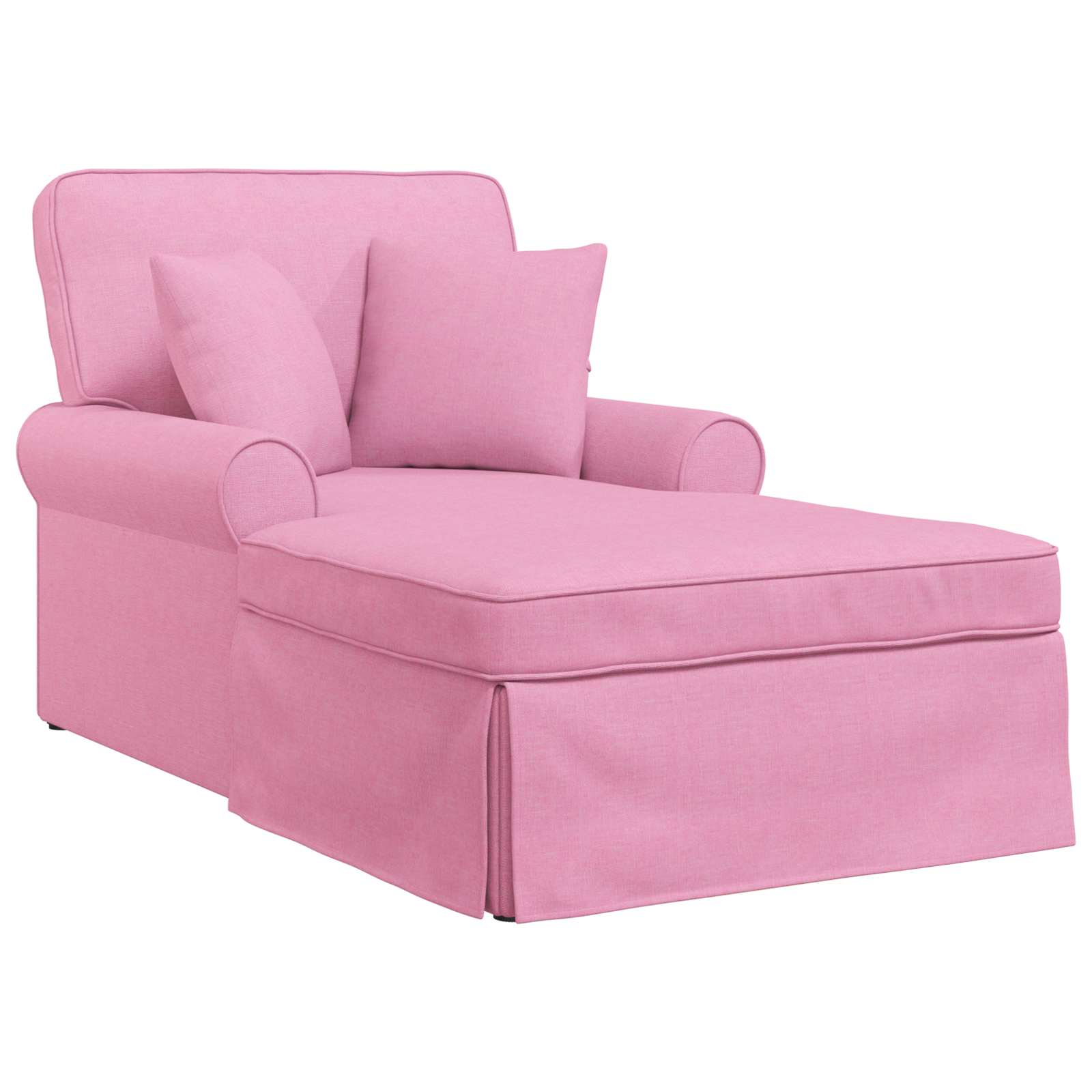 Chaise lounge med volant med pude med pude 3 pcs Lyserød Stof