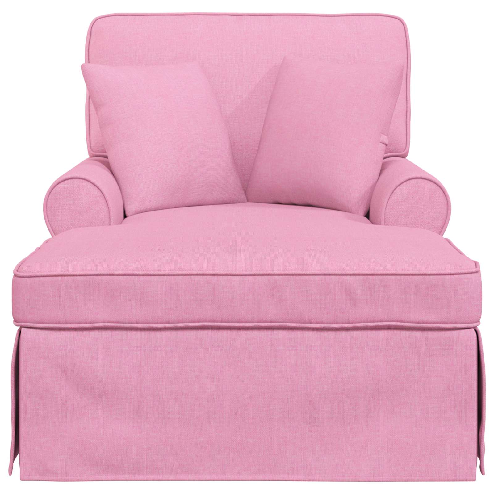 Chaise lounge med volant med pude med pude 3 pcs Lyserød Stof