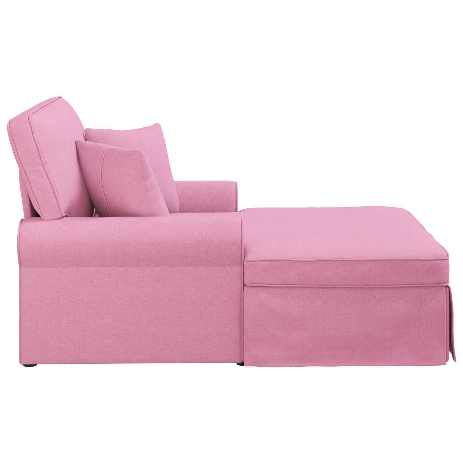 Chaise lounge med volant med pude med pude 3 pcs Lyserød Stof