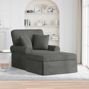 Chaise lounge med volant med pude 3 pcs Mørkegrå Velourstof
