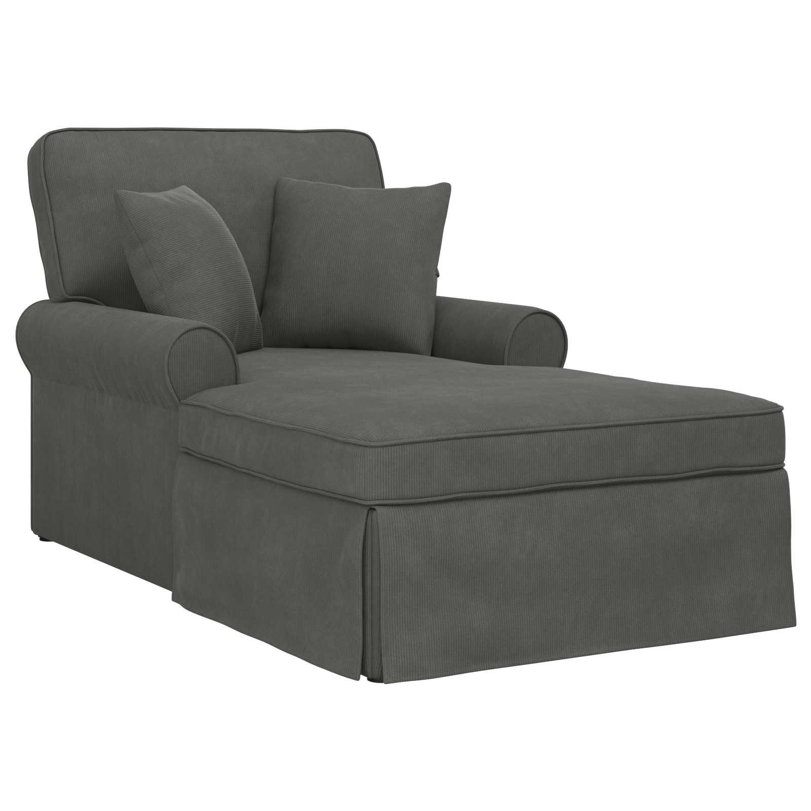 Chaise lounge med volant med pude 3 pcs Mørkegrå Velourstof