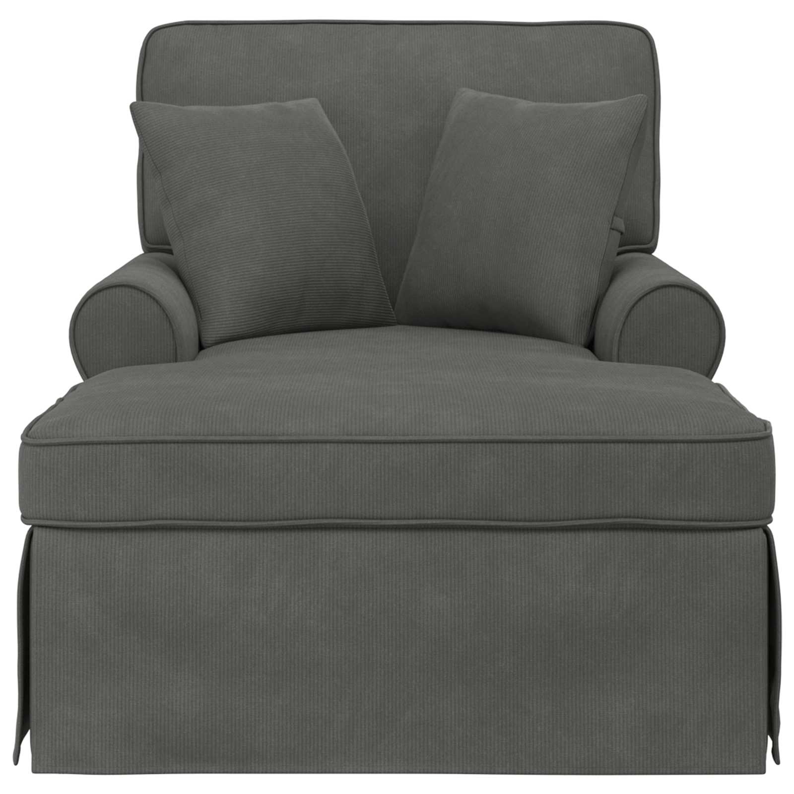 Chaise lounge med volant med pude 3 pcs Mørkegrå Velourstof