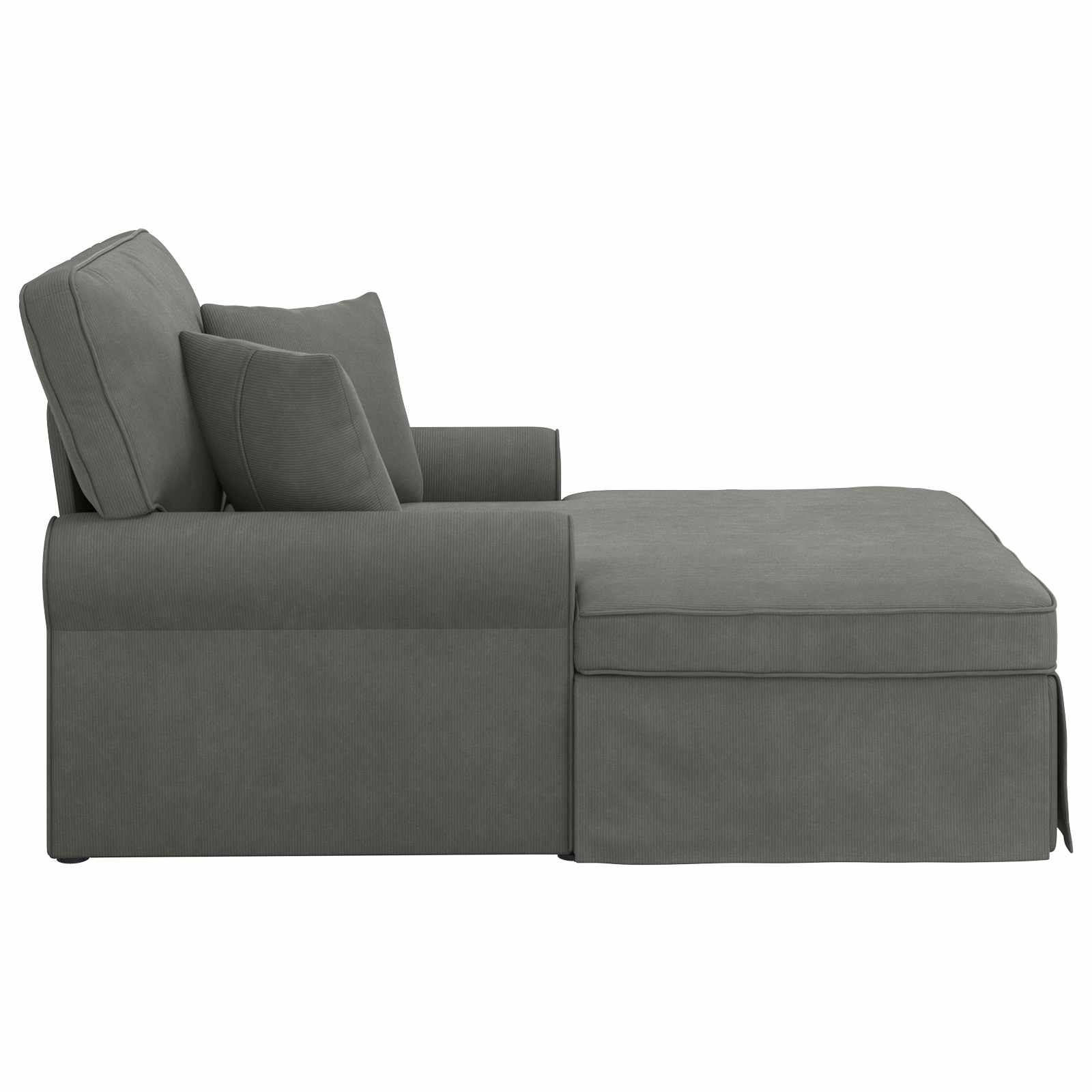 Chaise lounge med volant med pude 3 pcs Mørkegrå Velourstof