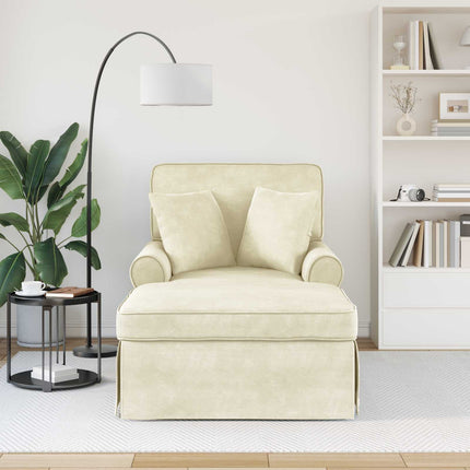 Chaise lounge med volant 3 stk. Creme Velourstof