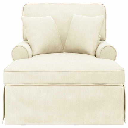 Chaise lounge med volant 3 stk. Creme Velourstof