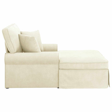 Chaise lounge med volant 3 stk. Creme Velourstof