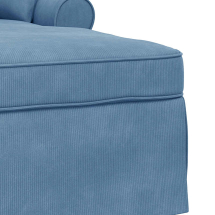 Chaise lounge med volant 3 stk. Blå Velourstof 91 x 157 x 91 cm