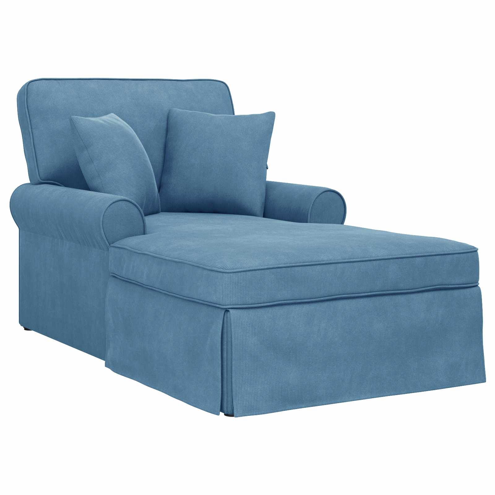 Chaise lounge med volant med pude med pude 3 pcs Blå Velourstof